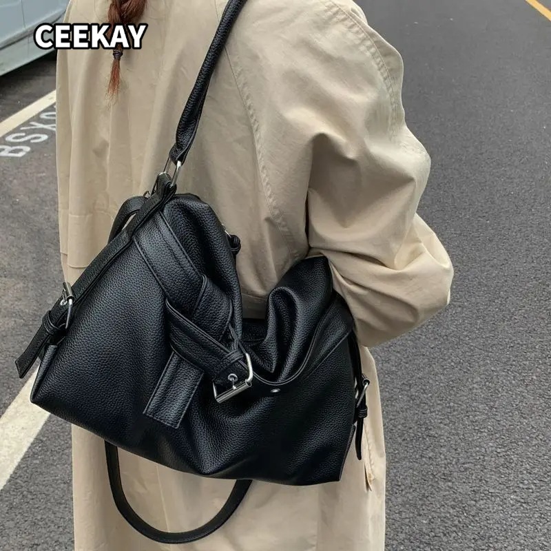 Women'S Young Bags - Y2k大容量カジュアル通勤用ブラックトートバッグ、バイクバッグ、アンダーアームクロスボディバッグ、若い男女向けハンドバッグ