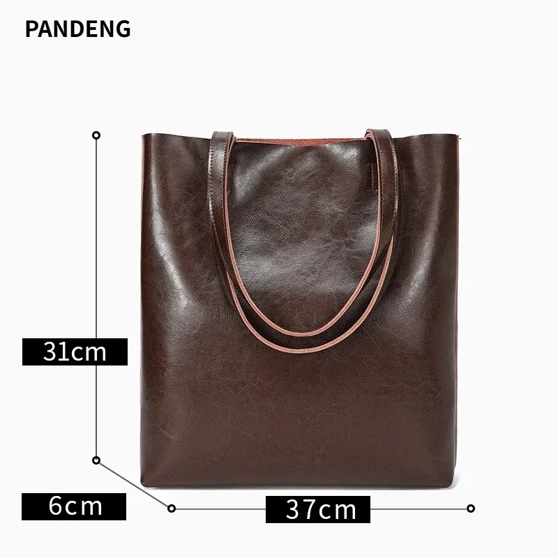Women Hand Bags For Office - 女性の天然牛革バッグレディース本牛革レトロハンドバッグ女性大容量ヴィンテージオフィスハンドショルダーバッグ