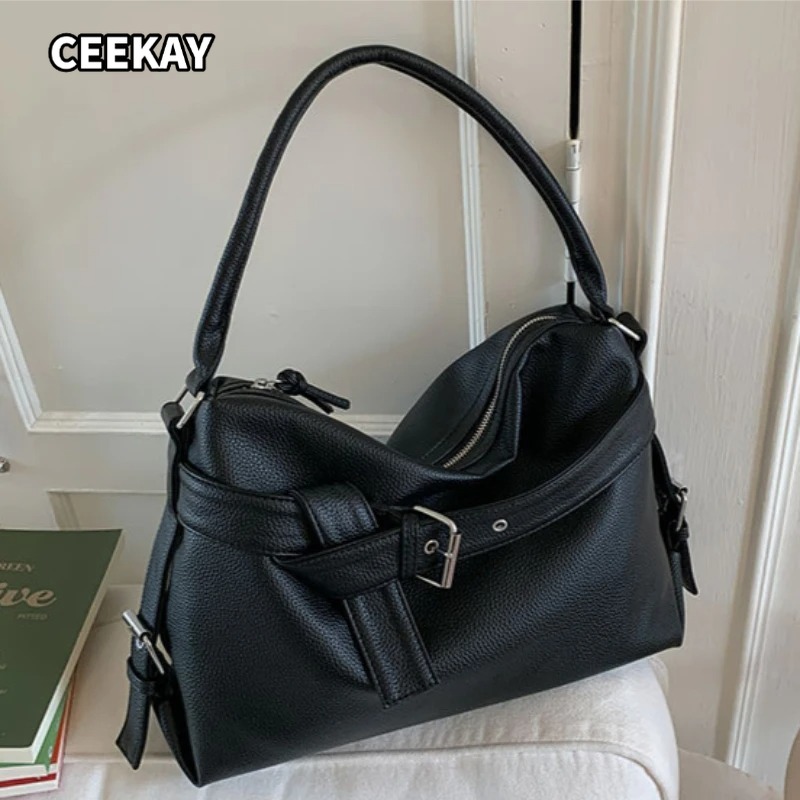 Y2k大容量カジュアル通勤用ブラックトートバッグ、バイクバッ - Women'S Young Bags のレビューと価格