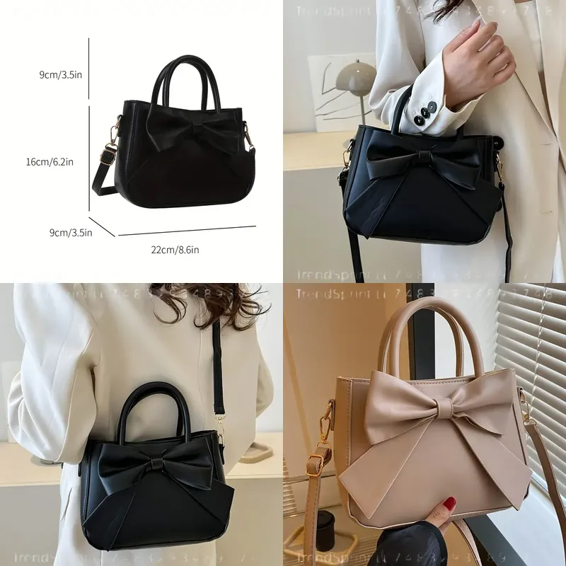 エレガントな黒のリボンハンドバッグ、ゴールドの金具と取り外し - Women'S Bags Handbags のレビューと価格