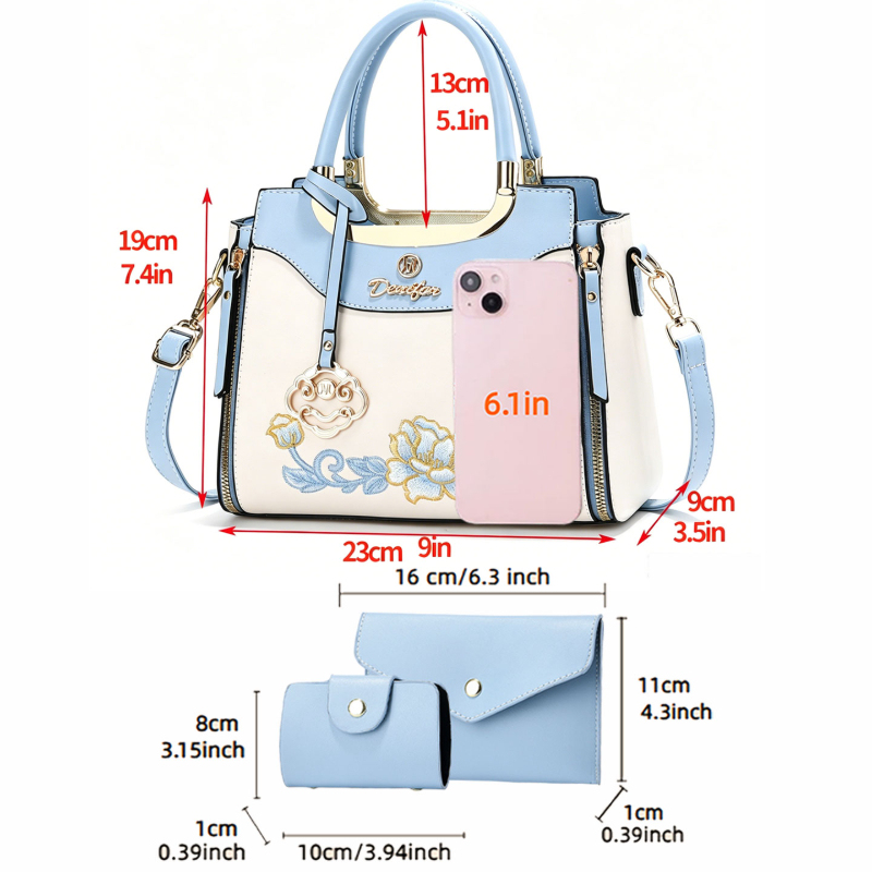 高品質な刺繍入りハンドバッグ3点セット。毎日の外出、デート、 - Women'S Bags Handbags のレビューと価格