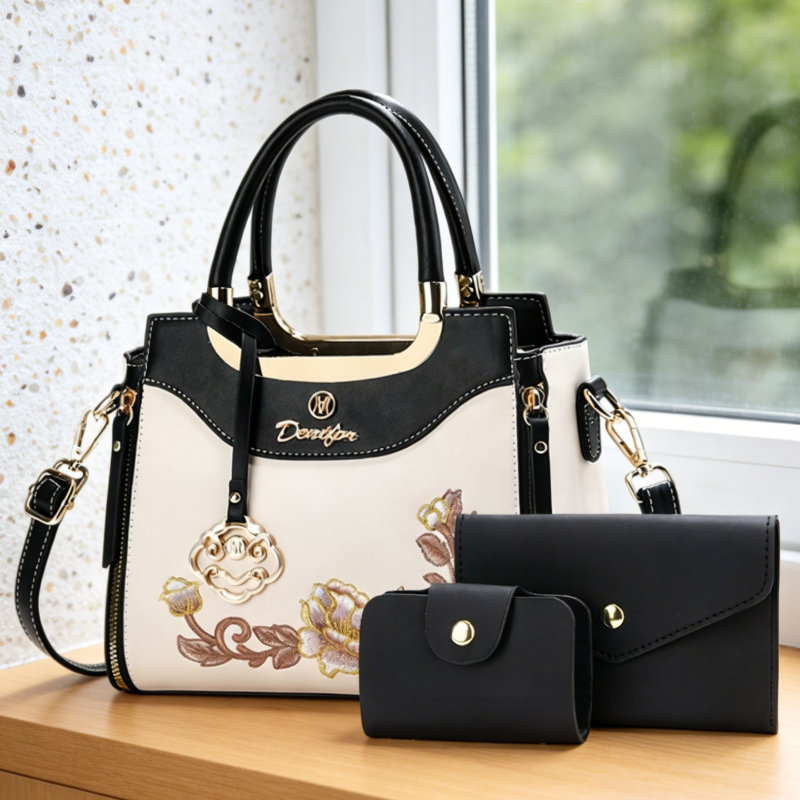 高品質な刺繍入りハンドバッグ3点セット。毎日の外出、デート、 - Women'S Bags Handbags のレビューと価格