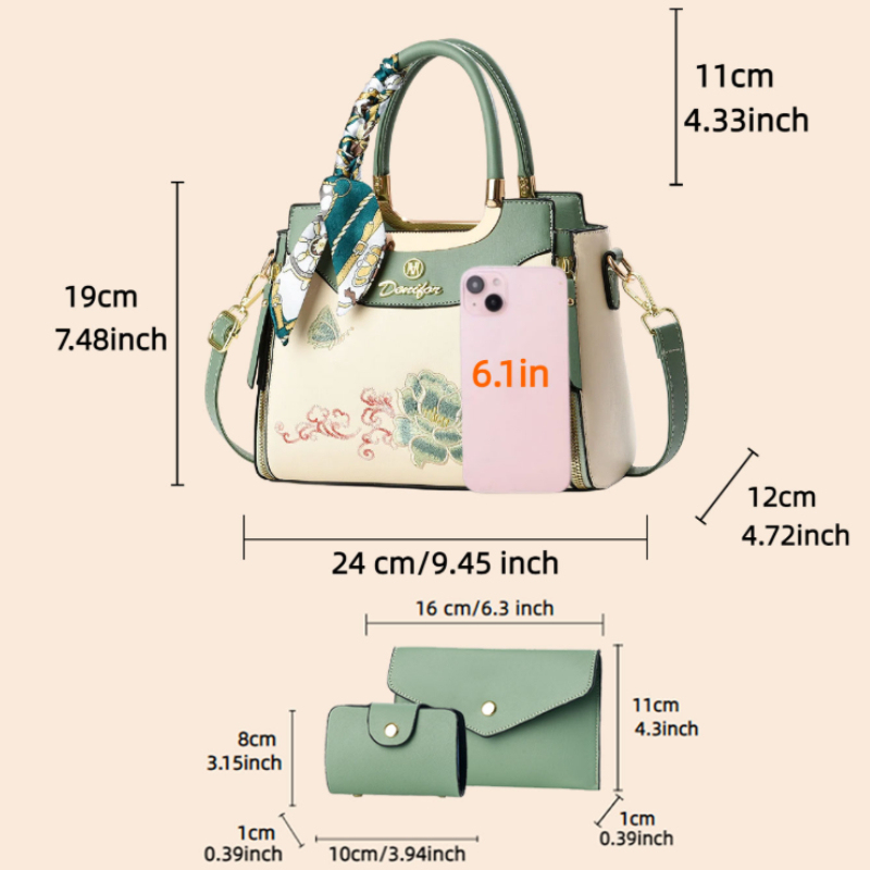 3ピースの刺繍入りハンドバッグセット（お揃いのクラッチバッグ - Women'S Bags Handbags のレビューと価格