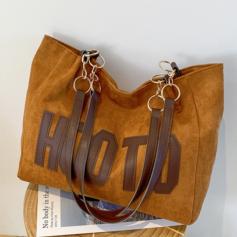 ソリッドカラーのショルダーバッグ、トレンディなレタートートバ - Women Hand Bags For Office のレビューと価格